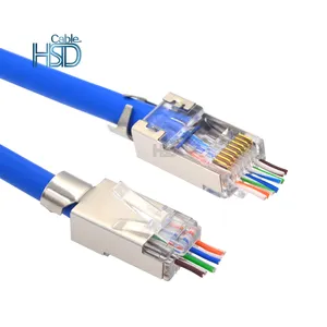 ที่ดีที่สุดราคาภายนอกผ่าน Cat7 RJ45 ชาย FTP ป้องกัน 8P8C Connector ปลั๊กโมดูลาร์ 1.3 มม.รูรับแสงทองชุบ 50u