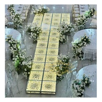 Fournitures de mariage, décoration florale, piste de danse LED RGB, plateforme de scène en verre transparent avec fleurs pour mariage