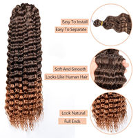 Extensions de Cheveux au Crochet Ondulées Profondes de 30 Pouces pour Femmes Noires, Tresses Frisées Synthétiques Ondulées Style Vague Océanique Teint
