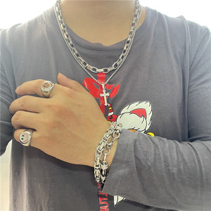 Men's Stainless Steel <b>Cross</b> Pendant Necklace With Crystal Pave Setting Geometric Design For Fashion Jewelry 120203 - Product Image 4