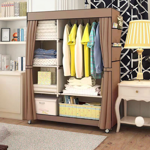 ตู้เสื้อผ้าผ้าแบบพกพาสีน้ำตาลสำหรับขายส่ง ตู้เก็บของแบบแขวนสำหรับจัดระเบียบห้องนอนสไตล์โมเดิร์น - Product Image 1