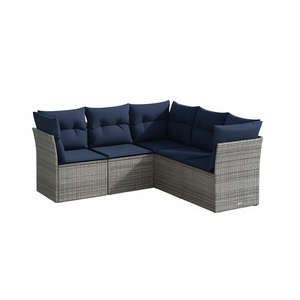 Conjunto de Sofás de Patio de Ratán Sintético Gris para 5 Personas, Muebles de Exterior Duraderos de Diseño Contemporáneo - Product Image 1