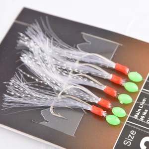 White <span class=keywords><strong>Hage</strong></span> skin sabiki Rig Real Fish Skin String Hooks Sabiki Rig para Sea Luminous Soft Shrimp - Product Image 1