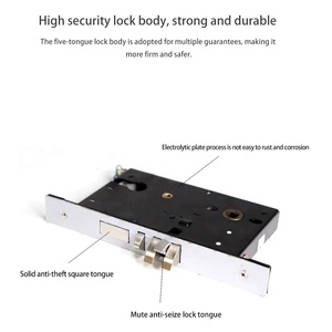 Nouvelle serrure à mortaise en acier inoxydable 304 pour chambres d'hôtel/motel, serrure mécanique à carte-clé, épaisseur de porte 38-55 mm, batterie AA 12 mois - Product Image 4