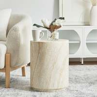 Table d'appoint esthétique en pierre de travertin Table d'appoint en magnésie Table de chevet pour balcon de patio