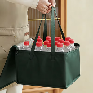 Tas Makan Siang Piknik Camping Lipat Kapasitas Besar Khusus, Tas Pendingin Keranjang Terisolasi Portabel Berguna dengan Logo - Product Image 4