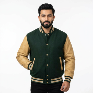 Nueva Llegada 2025 Chaqueta Varsity Letterman al por Mayor con Mangas de PU para Hombre, Chaqueta de Moda Urbana con Bordado de Lana - Product Image 1