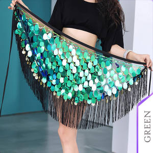 Falda de lentejuelas colorida con diseño de sirena, sexy, triangular, para entrenamiento de baile latino, para disfraces de danza del vientre oriental. - Product Image 4