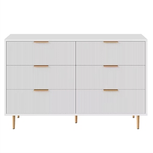 Hiện Đại Sang Trọng Trắng 6-Ngăn Kéo Tủ Quần Áo Tủ Thép Không Gỉ Kim Loại Chân <span class=keywords><strong>MDF</strong></span> Chất Liệu Phong Cách Thiết Kế Ngực Cho Lưu Trữ - Product Image 1