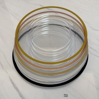 Assiette de présentation décorative de luxe vintage en plastique transparent doré, style rétro, pour mariage, fête, Noël