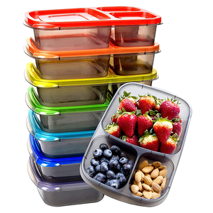 PP colorful bento lunch boxes Meal Prep Containers 3 compartment plastic food containers
