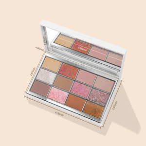 Paleta de Sombras de Ojos de Plástico de 12 Colores de Marca Privada, Maquillaje de Sombras de Ojos de Alta Pigmentación con Ingredientes Minerales en Polvo Prensado - Product Image 2