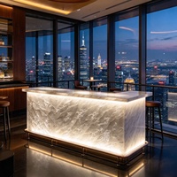 Comptoir de bar en onyx translucide rétroéclairé, table de bar en pierre naturelle, comptoir de réception personnalisé pour hôtel, restaurant, bar à domicile