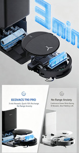 หุ่นยนต์ดูดฝุ่นถูพื้น Ecovacs T90 Pro Omni แรงดูด 30000Pa ทำความสะอาดแบบเปียกและแห้ง ทำความสะอาดขอบอัตโนมัติ ควบคุมผ่านแอป - Product Image 3