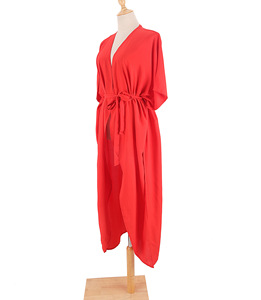 STOCK 8Colors With Belt Loose <strong>Kimono</strong> Maxi Jacket Beach <strong>Cover</strong> <strong>up</strong> Tunic ONE SIZE - Product Image 2