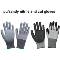 Gants de sécurité USA Direct en polyester noir, nylon enduit PU, doigts texturés, sans poudre, durables, antidérapants, respirants, sans silicone