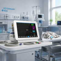 Moniteur patient vétérinaire 10,1 pouces multi-paramètres à écran tactile complet avec ECG, RESP, NIBP, SpO2 (PR), TEMP pour clinique vétérinaire