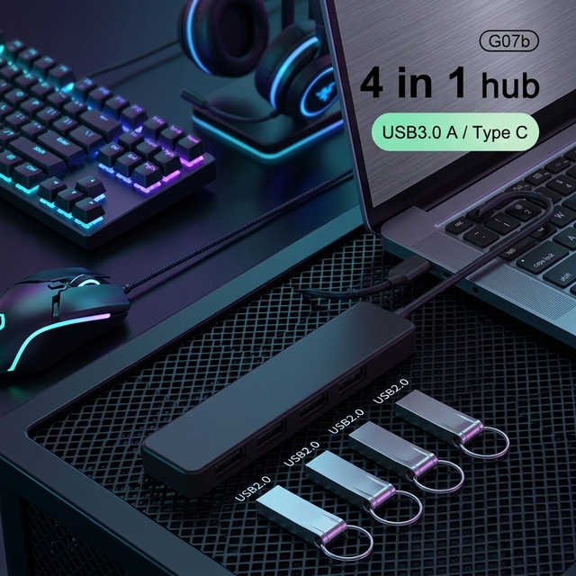 4 in 1 USB a Hub 4 Ports USB 3.0 Expander Hub Multiport USB C Hub Splitter Adapter for Desktop Computer