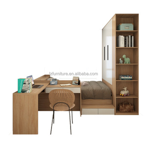 Cheap Studio Apartment Tatami Bedroom <b>Sets</b> Furniture Multifunctional Wooden Storage Bed <b>Desk</b> & Wardrobe for Compact Living Space - Product Image 4