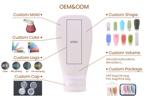 Ensemble de flacons de voyage en silicone 4 en 1 avec logo personnalisé, étanches, rechargeables, sans BPA, approuvés par la TSA, OEM ODM - Product Image 4