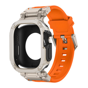 Bracelet de montre sport en silicone pour <span class=keywords><strong>Apple</strong></span> <span class=keywords><strong>Watch</strong></span> 49 45 44 mm S11, avec boîtier métallique, bracelet de poignet, support de coque ultra-<span class=keywords><strong>titane</strong></span>, caoutchouc modifié - Product Image 4