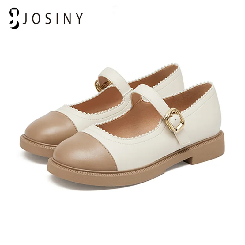 JOSINY Mary Jane Flats Shoes for Women and Ladies with Lace Covered Loafer Slip on Mosaic Dress Shoes