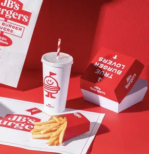 Biyobozunur Hamburger özel paket Fast Food Take Away Kraft ambalaj Burger kutusu