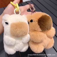 Peluche mignonne et amusante imitation loutre, lapin, dauphin, capybara, porte-clés de voiture, jouet en peluche, sac à dos, décoration suspendue