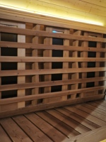 Ruang Sauna Luar Ruangan Desain Modern 2-4 Orang Kayu Cemara Merah Solid Baru Kontrol Panel Sentuh Inframerah Pintar Pemanas Listrik
