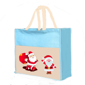 Sac de courses en jute avec logo, personnalisé, imprimé, recyclable, en tissu rose, blanc, bleu, style fourre-tout, surface soyeuse, personnalisable, en pièces - Product Image 3