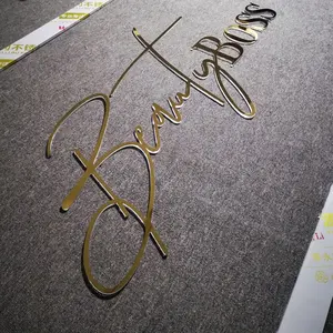 Le lettere di cristallo di plastica su ordinazione del fronte del metallo dell'oro spazzolato specchio firmano le lettere di cristallo di plastica 3d