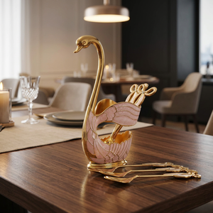 Organizador de Cubiertos Metálico con Forma de Cisne, Elegante y Vertical para Sala de Estar, Acabado en Pintura Horneada Duradera - Product Image 6
