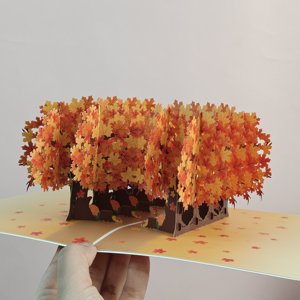 Tarjeta de felicitación 3D Bosque de Arce. Incluye sobre y tarjeta. En stock para regalar como regalos navideños para transmitir bendiciones. - Product Image 1