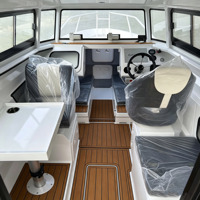 Bateau de pêche en alliage d'aluminium, bateau rapide, yacht de 7,5 mètres, blanc, pour la pêche en mer