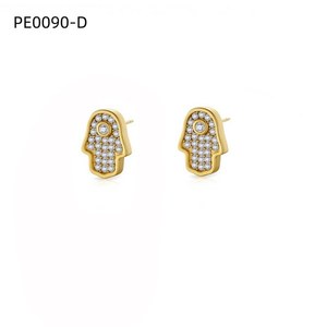 ต่างหูแฟชั่นประดับเซอร์โคเนียสตั๊ด PE0090 สำหรับผู้หญิงเครื่องประดับคุณภาพสูง - Product Image 2