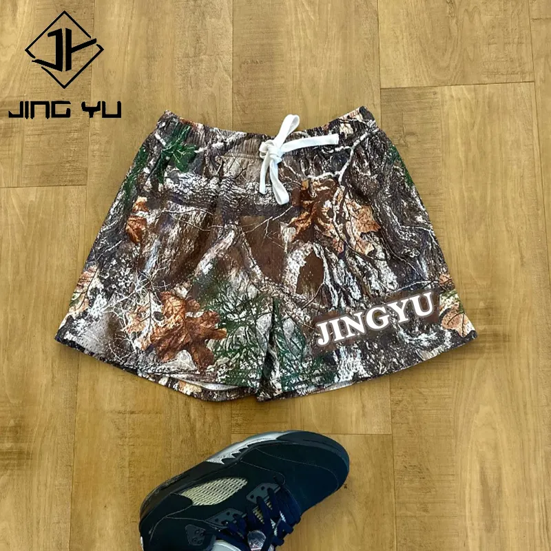 Jogger personnalisé brodé été imprimé sur tout le short de camouflage Sublimation hommes sport basket-ball reals tree camo mesh shorts