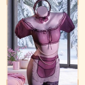 Conjunto de Lencería Erótica Golden Shuttle Morado Talla Única en Tela de Viscosa Ropa de Dormir Femenina - Product Image 1