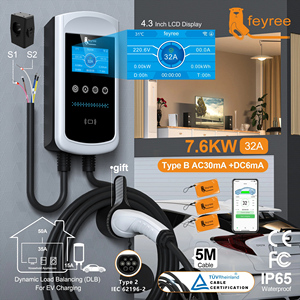 Station de recharge pour véhicules électriques Feyree Type 2 7kW DLB, chargeur rapide pour voiture, borne de recharge murale AC avec application intelligente WIFI, RFID, support pour voiture électrique - Product Image 1