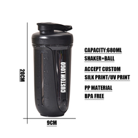 Bouteille d'eau sport en PP de 680 ml avec bouchon à vis, impression de logo personnalisée sur soie, sans BPA, anti-fuite, pour boire directement, idéale pour la gym et les cadeaux promotionnels