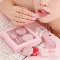 Masque de gommage pour soin des lèvres végétalien personnalisé sans cruauté Kit de glaçure rose Huile pour les lèvres Vente en gros Marque privée Ensemble de soins des lèvres 3-en-1 à la pêche