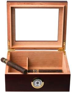 Humidor para Cigarros de Lujo con Tapa de Vidrio Templado, Exhibición Personalizada, Caja de Madera para Cigarros con Higrómetro - Product Image 3