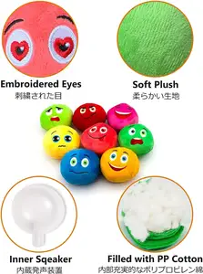 Bola de brinquedo para mastigar para cães e bichos de estimação, bola de pelúcia resistente a mordidas molares em oito cores disponíveis