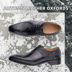 Men's Handmade Genuine Leather Classic <b>Oxford</b> <b>Dress</b> <b>Shoes</b> Pointed Lace-up Design Printed Wedding Rubber Bottom <b>Shoes</b> for Summer - Product Image 2