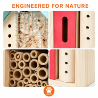 Maison pour insectes en bois massif naturel avec tubes en bambou pour l'approvisionnement professionnel des jardins et la vente au détail