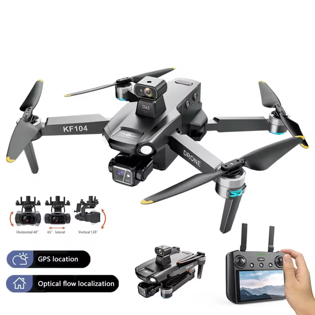 KF104 MAX Drone 4K Dual Camera 3-Axis Gimbal Obstacle Avoidance GPS FPV RC Drone with Screen Remote Control