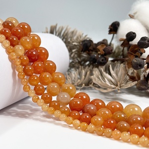 Perles en pierre naturelle de 8 mm et 10 mm, perles rondes en <span class=keywords><strong>aventurine</strong></span> rouge-<span class=keywords><strong>orange</strong></span>, perles en cristal pour la fabrication de colliers et de bracelets, vente en gros - Product Image 1