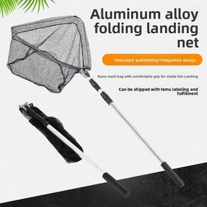 Grande épuisette télescopique triangulaire <span class=keywords><strong>automatique</strong></span> en alliage d'aluminium blanc, pliable, de 1,1 m à 2,1 m - Product Image 3