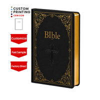 Bible d'étude chrétienne en gros, couverture rigide de haute qualité, service d'impression personnalisé, couverture en cuir PU, bord doré
