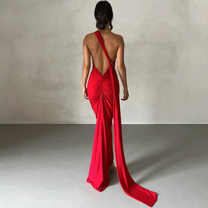Luxurious Backless Solid Color Sleeveless Bodycon Lady Elegant <strong>Sexy</strong> <strong>Long</strong> <strong>Dresses</strong> Women - Product Image 3