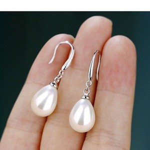 Orecchini pendenti stile perla a goccia per donna, orecchini da sposa lunghi ed eleganti, gioielli semplici e alla moda - Product Image 6